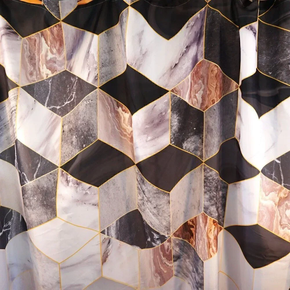 Bathroom Shower Curtain Abstract Modern Geometric Marble